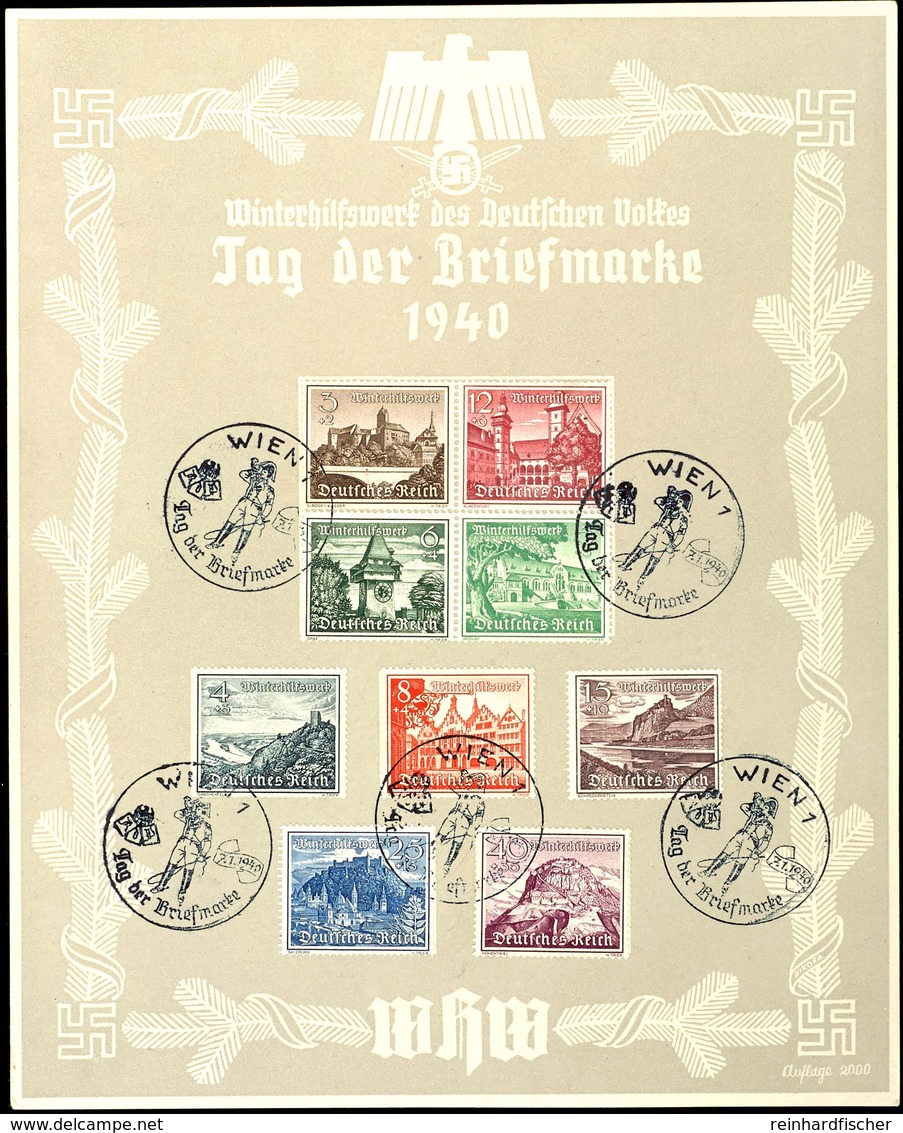 1940, T.d. Briefmarke, Gr. WHW-Gedenkblatt Mit Pass. MiNr. 730/38 U. SST Wien 7.1.1940, Auflage Nur Maximal 2000 Stück,  - Autres & Non Classés