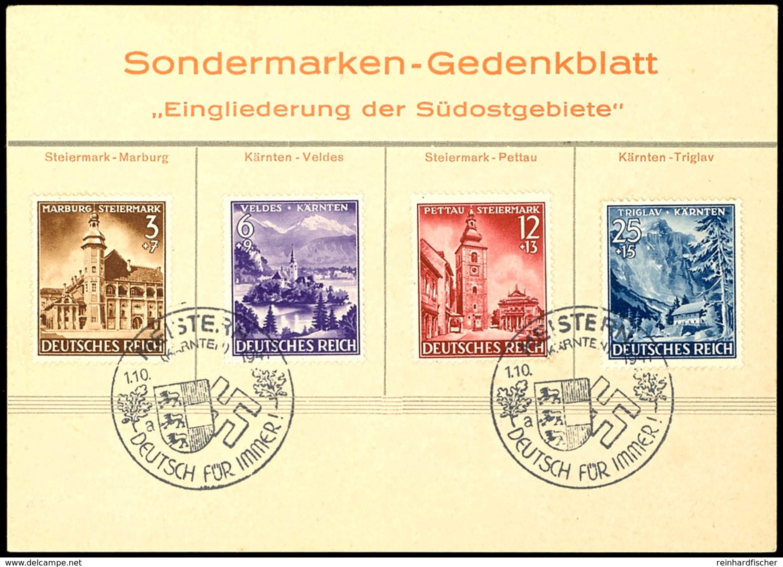 1941, Sondermarken - Gedenkblatt Zur "Eingliederung Der Südostgebiete", Frankiert Mit MiNr. 806 - 809 Und SST "Heister - - Autres & Non Classés