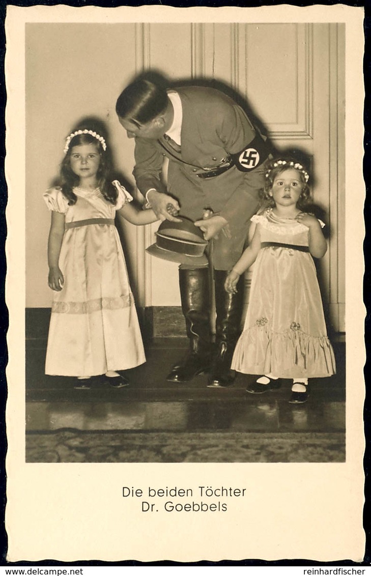 ADOLF HITLER, S/w Fotokarte, Nr. 728, Abb. Hitler Und Die Beiden Töchter Dr. Goebbels, V. Verlag Photo Hoffmann, München - Autres & Non Classés