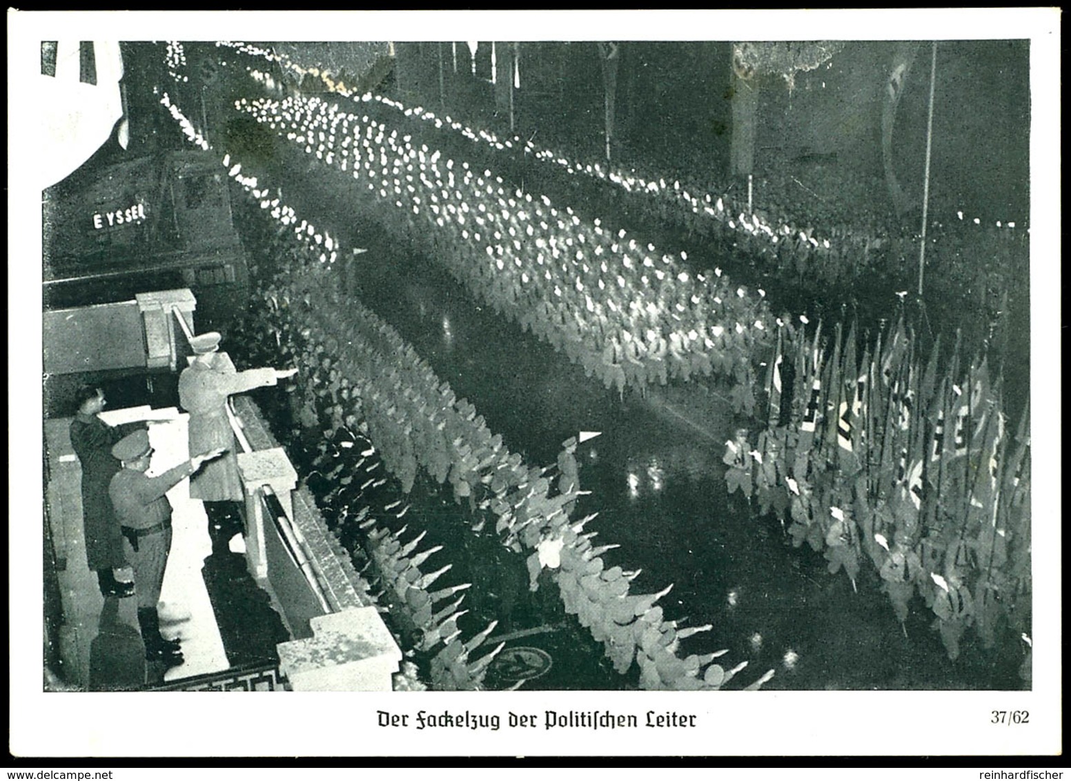 1937, Reichsparteitag, "Der Fackelzug Der Politischen Leiter", S/w-Fotokarte, Photo-Hoffmann, Frankiert Mit Entsprechend - Autres & Non Classés