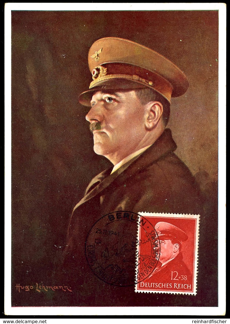 1939, Adolf-Hitler, Nach Einem Gemälde Von Hugo Lehmann, Color Propagandakarte, Heinrich Hoffmann Nr. 448, Vorder- Und R - Other & Unclassified