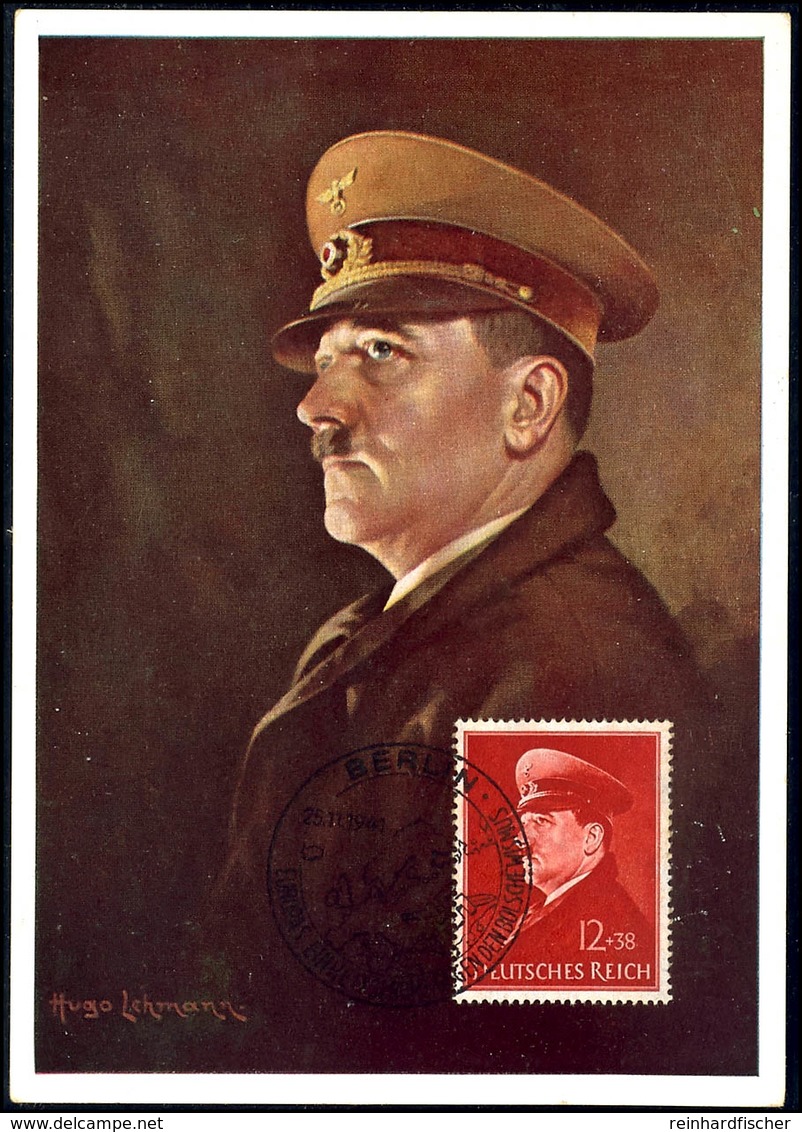 1939, Adolf-Hitler, Nach Einem Gemälde Von Hugo Lehmann, Color Propagandakarte, Heinrich Hoffmann Nr. 448, Vorder- Und R - Altri & Non Classificati