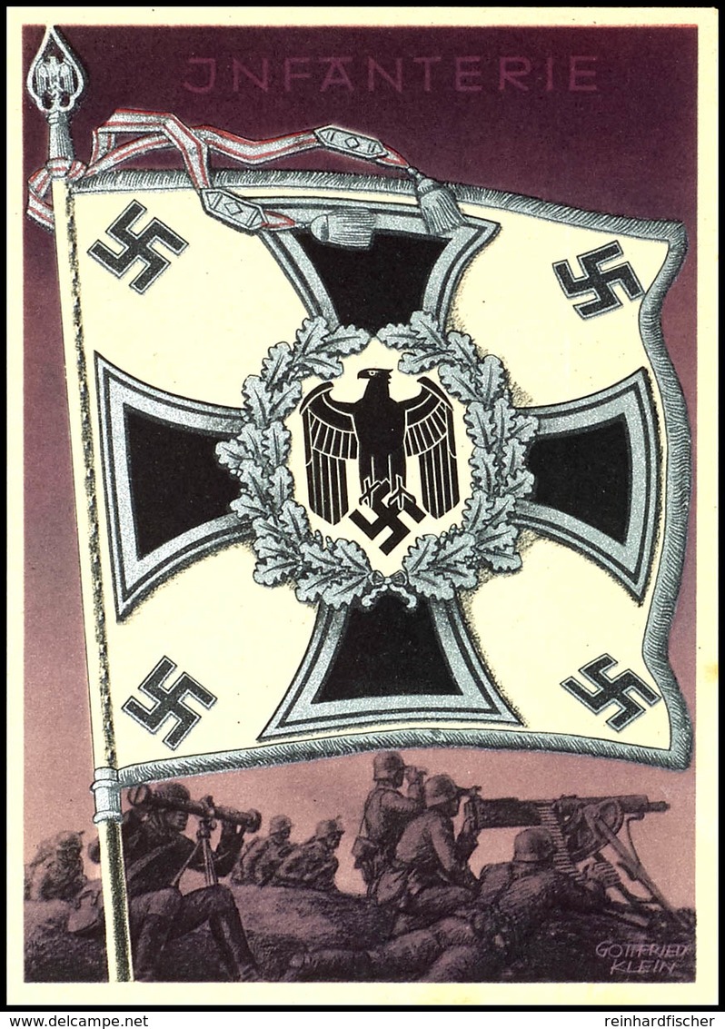 1942 "Infanterie" Aus Der Serie "Die Siegreichen Fahnen Und Standarten Der Deutschen Wehrmacht", Karte Nr. 6, Color Prop - Other & Unclassified