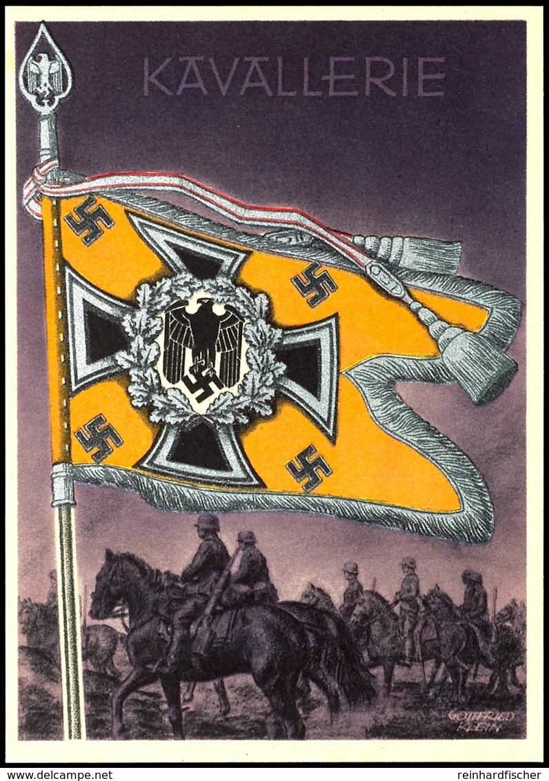1942 "Kavallerie" Aus Der Serie "Die Siegreichen Fahnen Und Standarten Der Deutschen Wehrmacht", Karte Nr. 12, Color Pro - Sonstige & Ohne Zuordnung