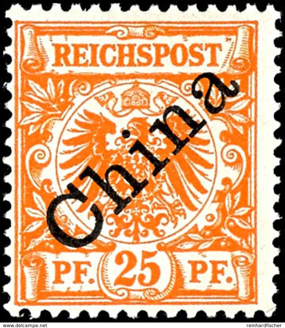 25 Pfg. Dunkelorange Mit Diagonalem Aufdruck, Postfrisch, Tadellos, Fotobefund Jäschke-L. BPP, Mi. 380.-, Katalog: 5Ib * - China (offices)