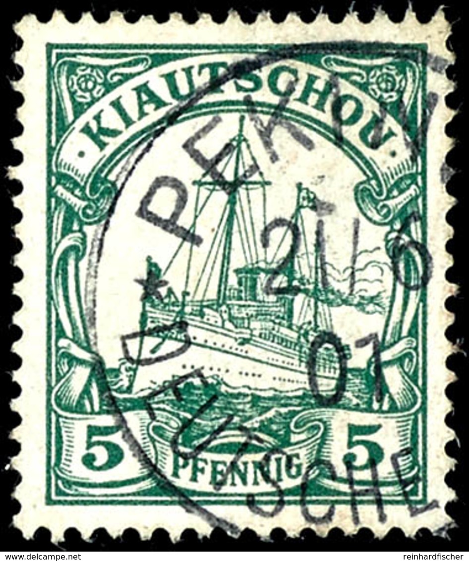 Petschili 5 Pfennig Kiautschou, Gestempelt PEKING, Kabinett, Michel 340,-  Gepr. Dr. Lantelme, Katalog: PVIb O - Deutsche Post In China