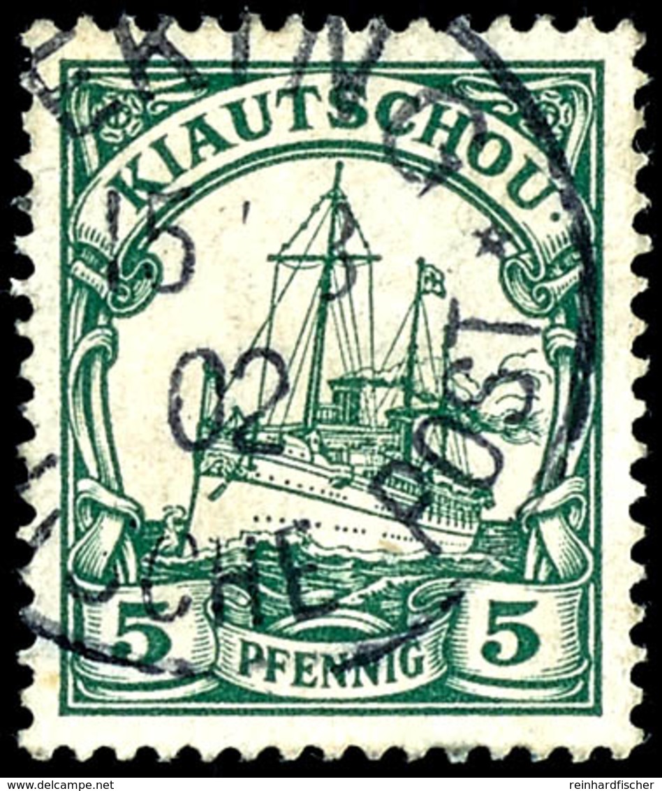 Petschili 5 Pfennig Kiautschou, Gestempelt PEKING, Kabinett, Michel 340,-  Gepr. Steuer BPP, Katalog: PVIb O - Deutsche Post In China