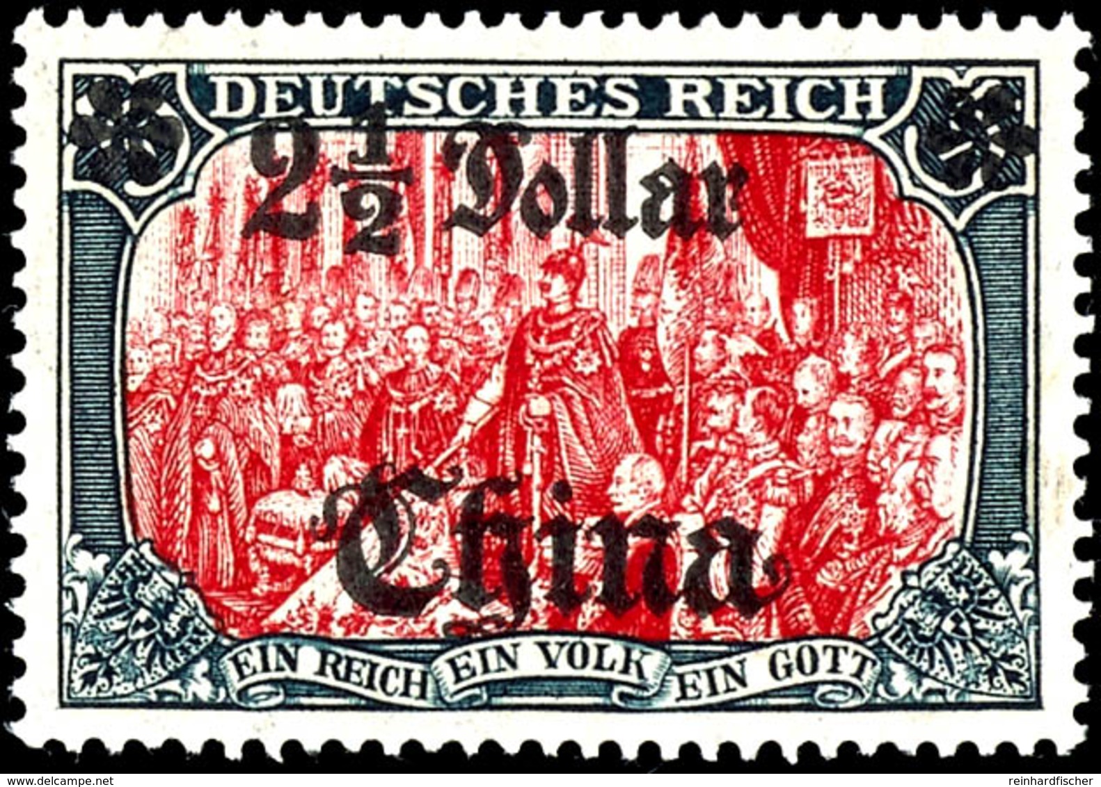 5 Mark Deutsches Reich Mit Aufdruck " China 2 1/2  Dollar " , Tadellos Postfrisch, Michel 160,- Unterbewertet, Katalog:  - China (offices)