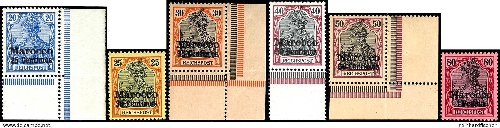 25 Centimos Auf 20 Pf Bis 1 Peseta Auf 80 Pf Mit Aufdruck Type II (amtlich Nicht Ausgegeben) Tadellos Postfrisch, Gepr.  - Morocco (offices)