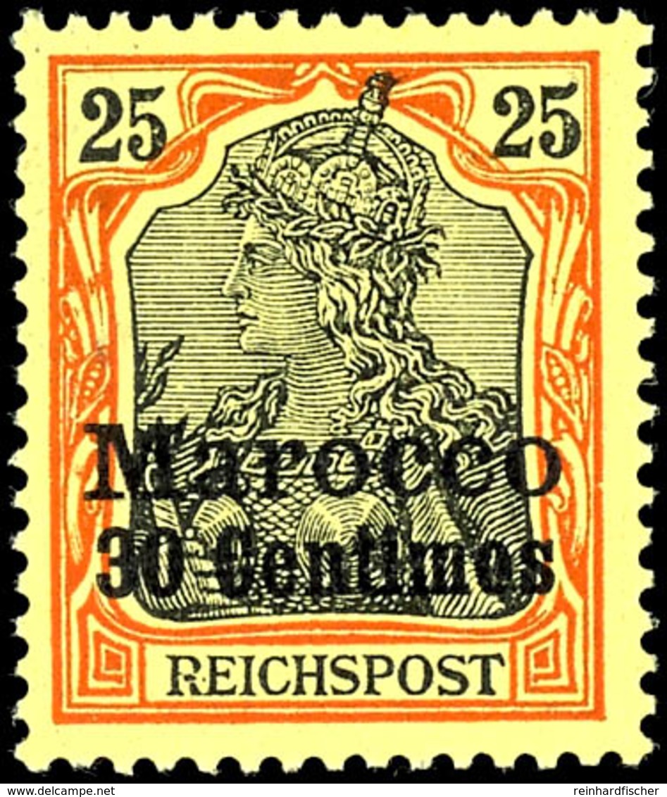 30 C. Auf 25 Pfg Germania Reichspost Mit Plattenfehler II " 'R' Von 'REICHSPOST' In Der Kreuzung Beschädigt", Tadellos U - Maroc (bureaux)