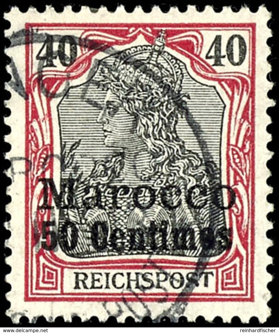 50 C. Auf 40 Pfg Germania Reichspost Mit Plattenfehler II " 'REICHSPOST' Unten Angeschnitten", Tadellos Gestempelt "TANG - Maroc (bureaux)