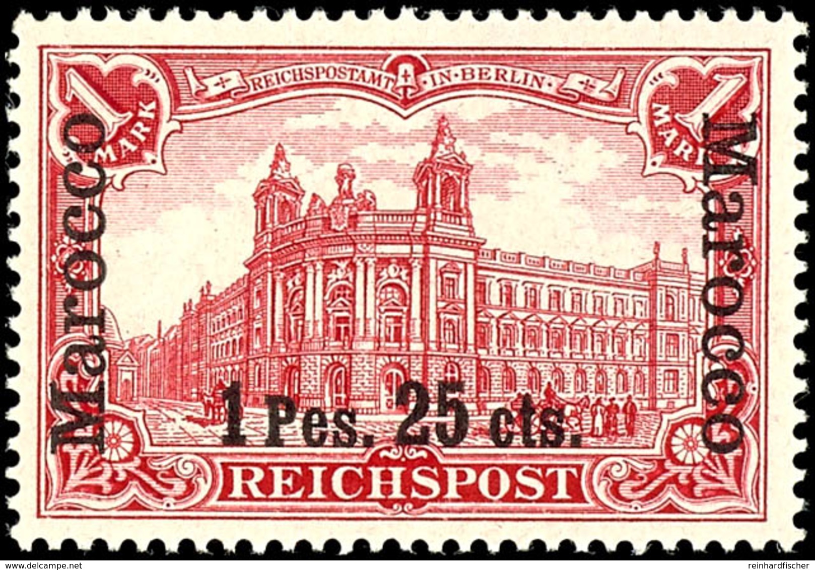 1 P. 25 C. Auf 1 M. Reichspost, Tadellos Postfrisch, Kabinett, Gepr. Pauligk BPP, Katalog: 16I ** - Marruecos (oficinas)