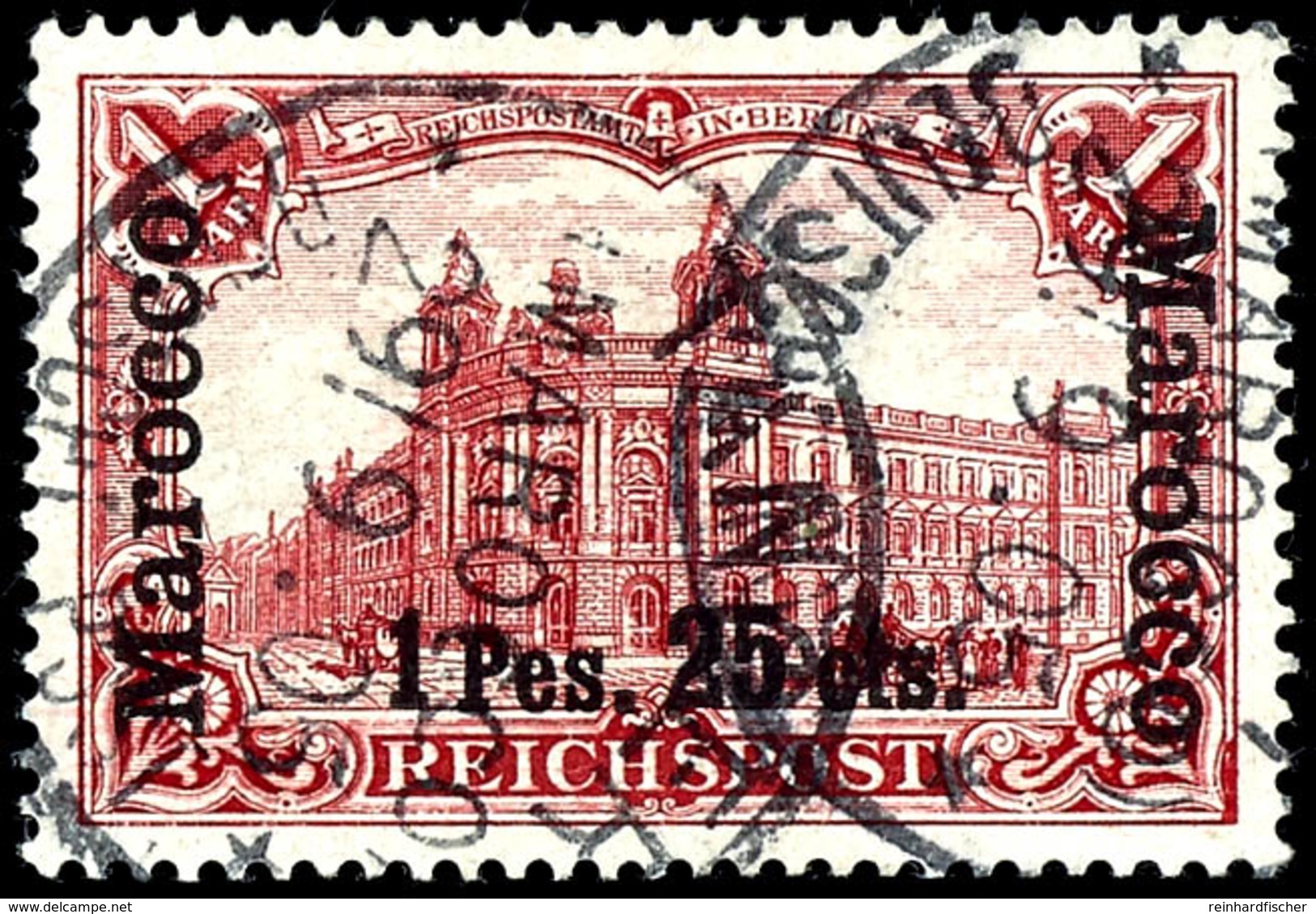 1 P. 25 C. Auf 1 M. Reichspost Mit Fettem Aufdruck, Zentrisch Gestempelt K1 "TANGER 29/9 05", Tadellose Erhaltung, Kabin - Marocco (uffici)