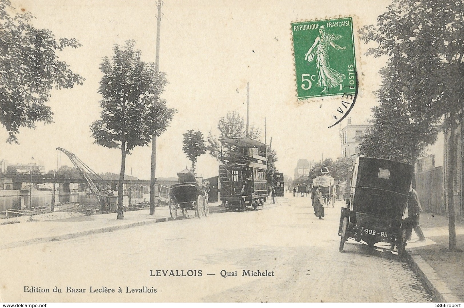 CARTE POSTALE ORIGINALE ANCIENNE : LEVALLOIS PERRET LE QUAI MICHELET  ANIMEE  HAUTS DE SEINE (92) - Levallois Perret