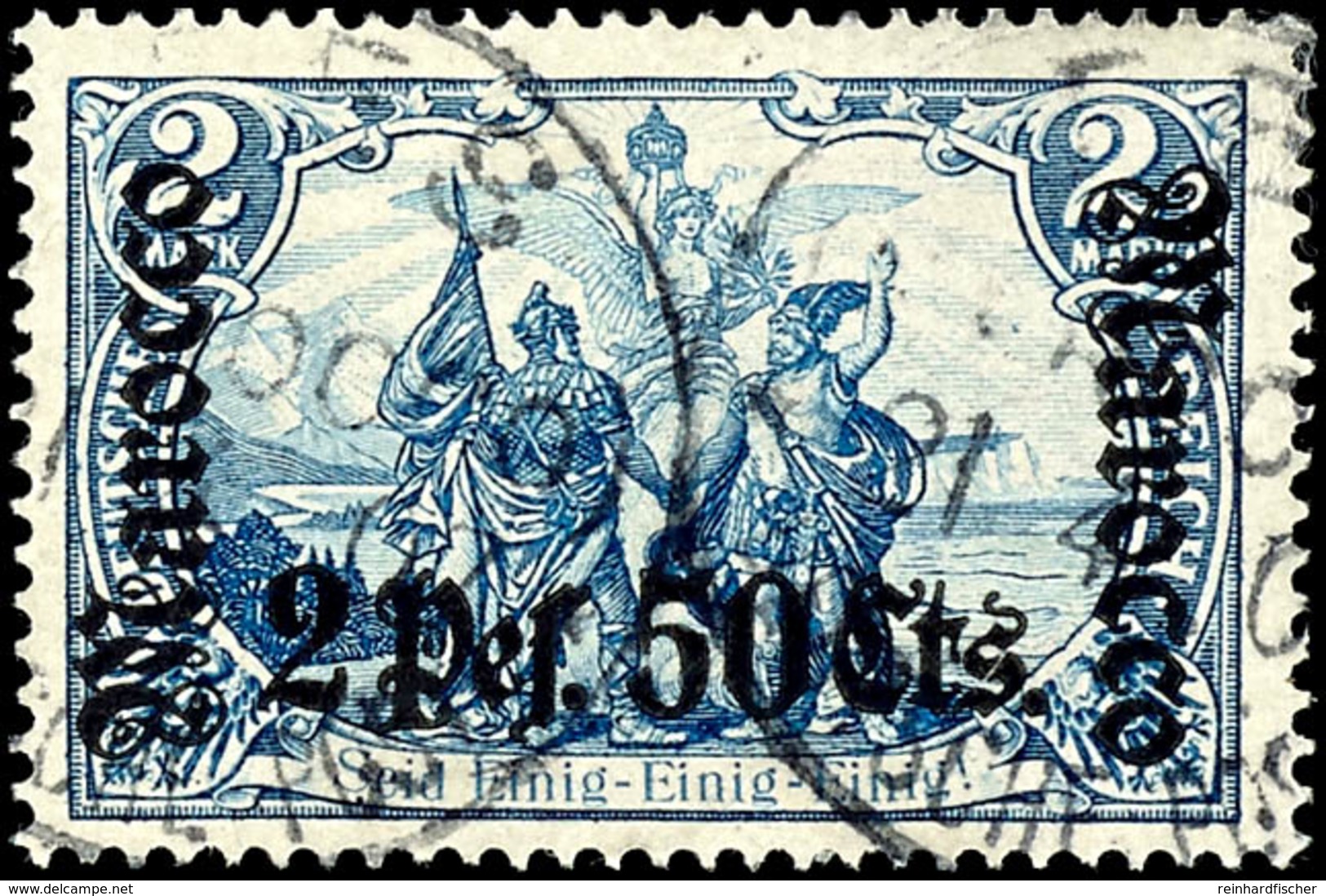 2 Mark Deutsches Reich Mit Aufdruck "Marocco 2 Pes. 50 Cts.", Tadellos, Gestempelt " FES ", Michel 180,-, Katalog: 31A O - Maroc (bureaux)