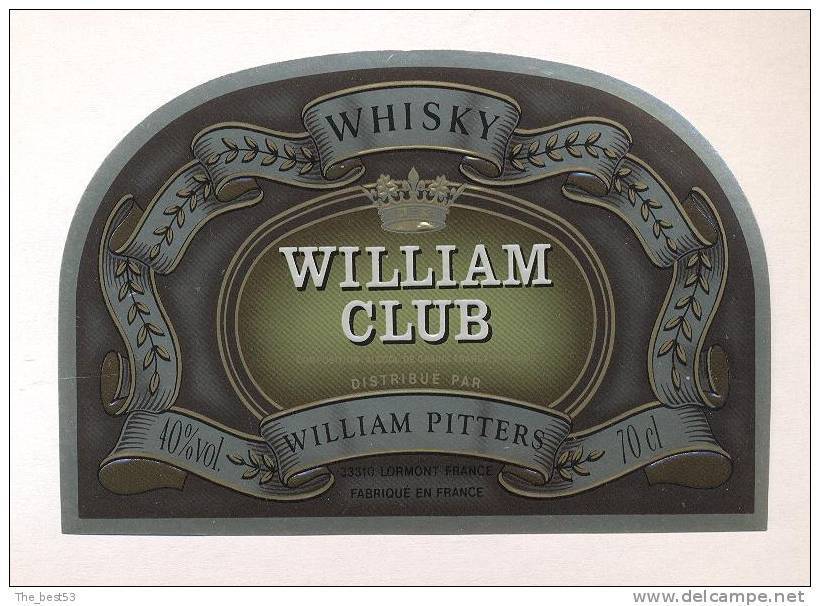 Etiquette De   Whisky  -  William Club  -  William Pitters Lormont  (33) - Whisky