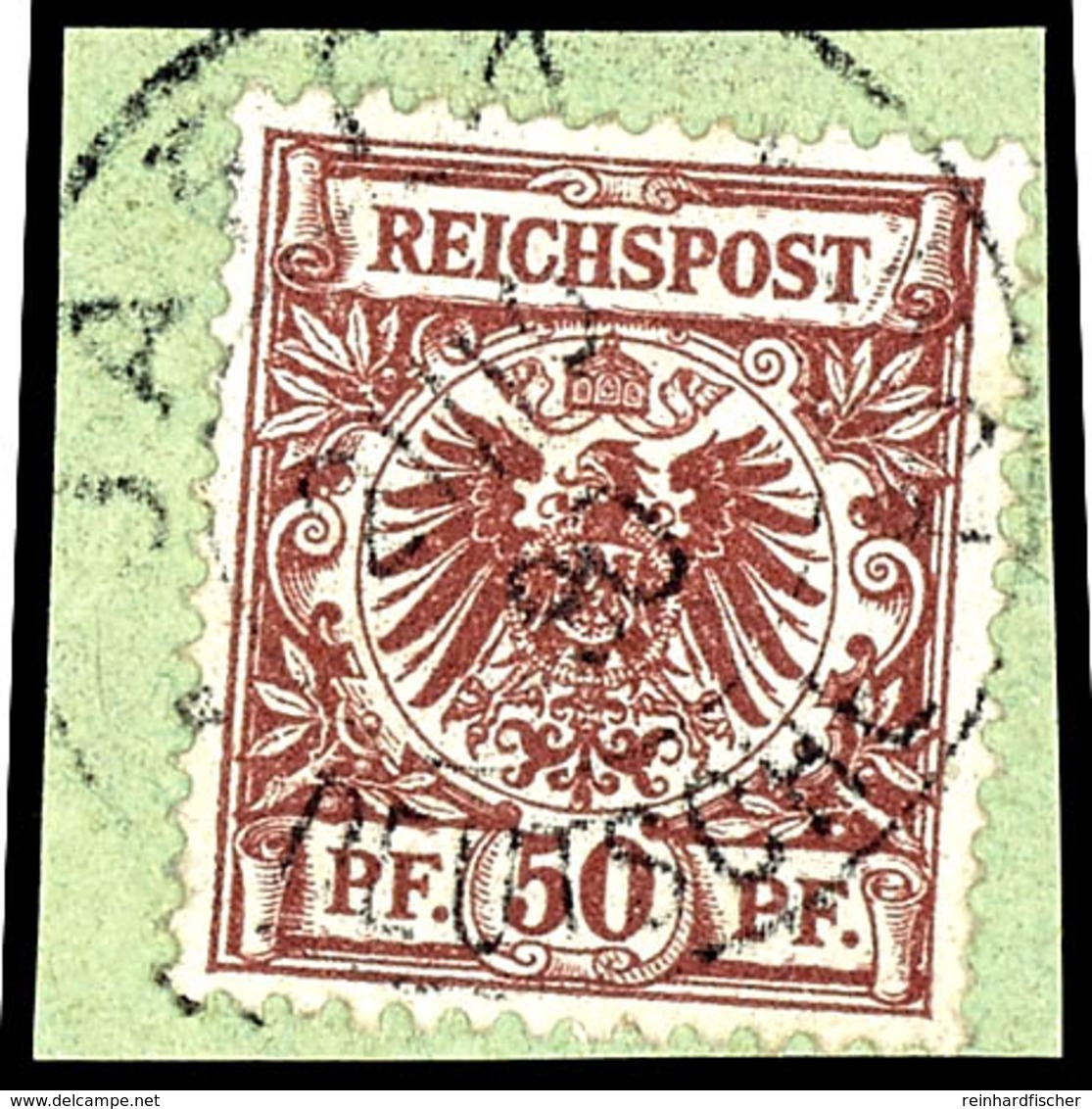 50 Pfg Krone/Adler Mit Entwertung "Jaffa 21/10 90" Auf Briefstück, Mi. 300.-, Steuer X 5 = 1.500.-, Katalog: M50d BS - Deutsche Post In Der Türkei