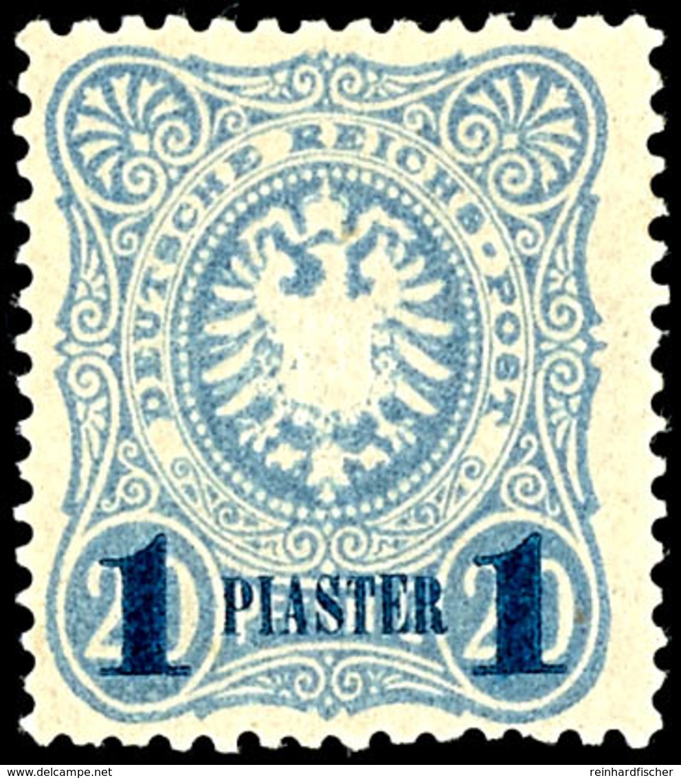 20 Pfennig Blau Mit Schwarzblauem Aufdruck, Amtlicher Neudruck ( Kosack ), Sauber Ungebraucht Mit Leichter Falzspur, Mic - Deutsche Post In Der Türkei