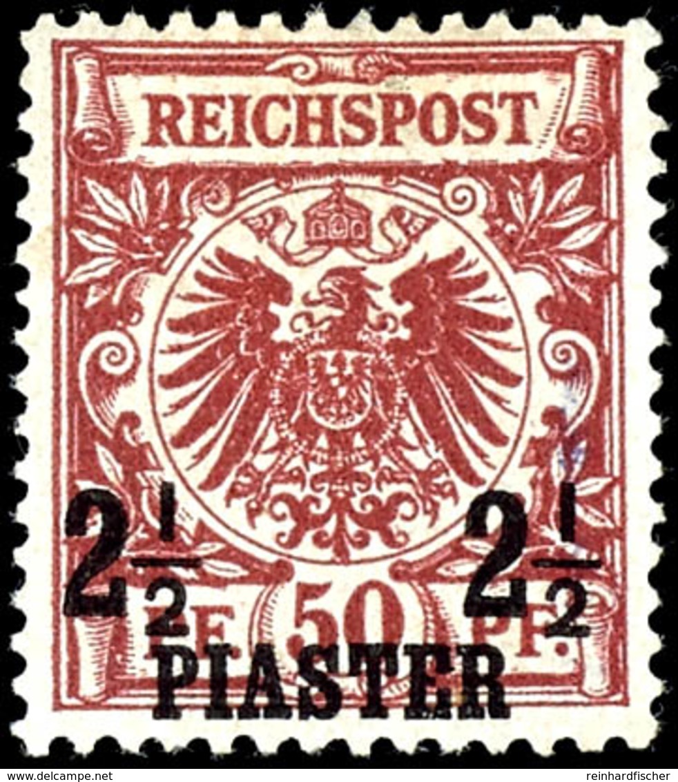 50 Pfennig Krone/Adler Mit Aufdruck 2 1/2 Piaster, Ungebraucht, Geprüft Willmann, Michel 440,-, Katalog: 10a * - Deutsche Post In Der Türkei