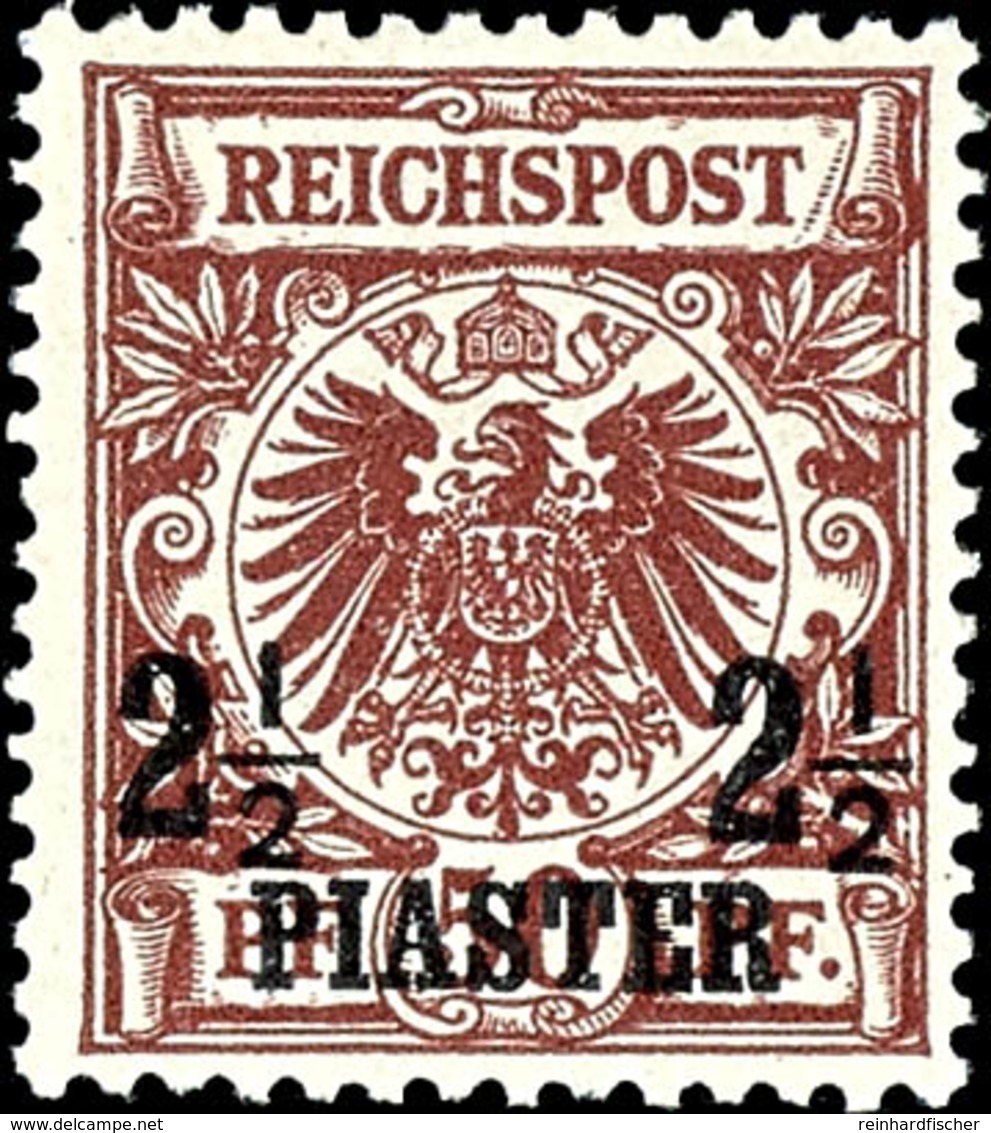 2 1/2 PIA Auf 50 Pfg. Lebhaftrötlichbraun, Postfrisch, Fotobefund Jäschke-L. BPP, Mi. 350.-, Katalog: 10d ** - Deutsche Post In Der Türkei