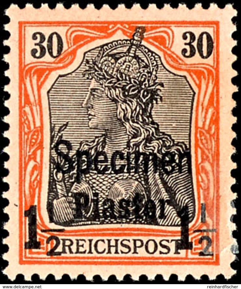 1 1/2 Piaster Auf 30 Pfg Germania Mit Zusätzlichem Aufdruck "Specimen", Tadellos Ungebraucht, Gepr. Bothe BPP, Mi. 180.- - Deutsche Post In Der Türkei