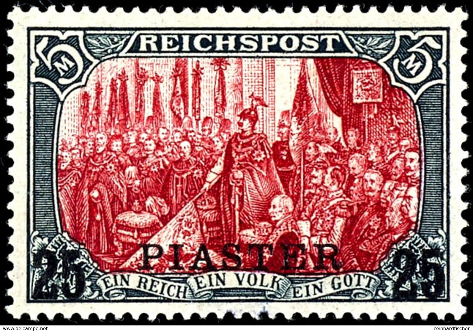 5 Mark Reichspost Mit Aufdruck "25 PIASTER", Nachmalung Nur Mit Deckweiß, Tadellos Ungebraucht, Michel 380,-, Katalog: 2 - Turchia (uffici)