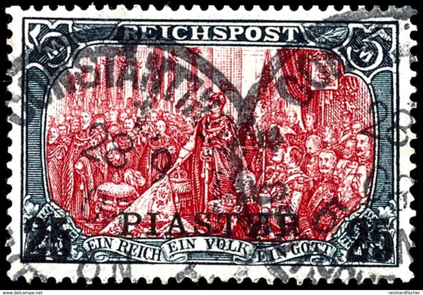 5 Mark Reichspost In Type II Mit Aufdruck "25 PIASTER", Tadellos, Gestempelt "CONSTANTINOPEL", Geprüft Bothe, Michel 550 - Deutsche Post In Der Türkei