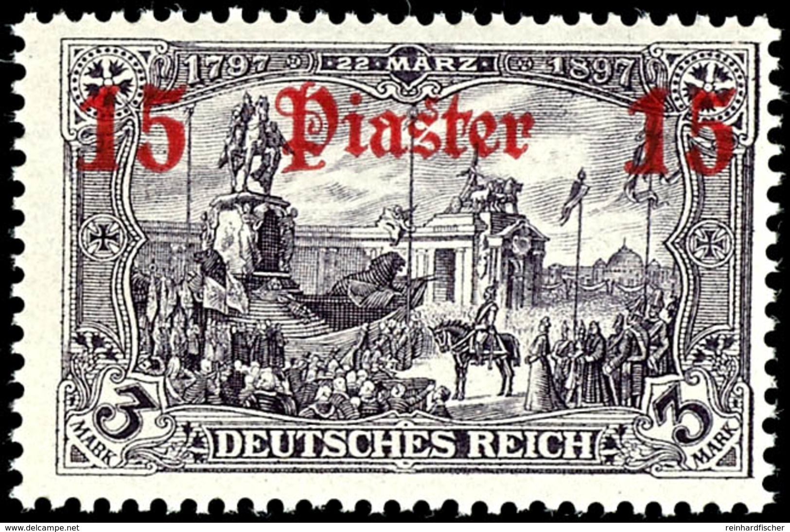 15 Pia. Auf 3 M. Deutsches Reich, Tadellos Postfrisch, Unsigniert, Kabinett, Mi. 220.-, Katalog: 34 ** - Turkey (offices)