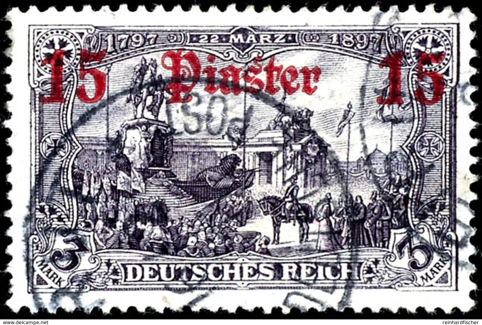 3 Mark Deutsches Reich Mit Aufdruck "15 Piaster", Tadellos, Gestempelt "BEIRUT", Michel 600,-, Katalog: 34a O - Deutsche Post In Der Türkei