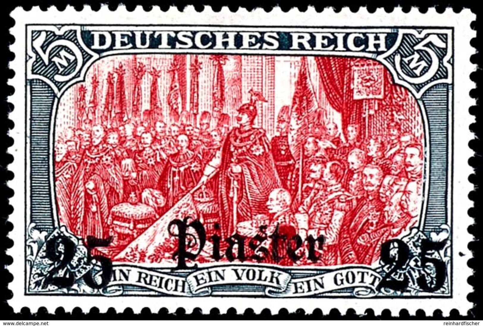 25 Pia. Auf 5 M. Deutsches Reich, Tadellos Postfrisch, Unsigniert, Kabinett, Mi. 650.-, Katalog: 35a ** - Turkey (offices)