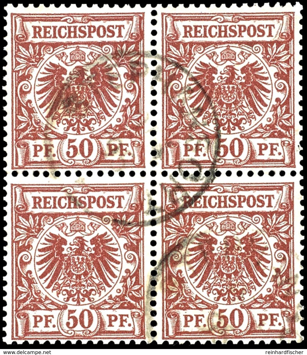 50 Pfennig Krone/Adler Im 4-er Block, Tadellos, Gestempelt "STEPHANSORT", Geprüft Steuer BPP, Michel 400,-, Katalog: V50 - Deutsch-Neuguinea