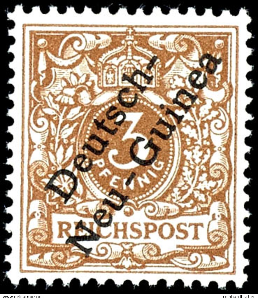 3 Pf Hellockerbraun Mit "Bruch Der Bandrolle" Tadellos Postfrisch, Tiefst Gepr. Jäschke-L. BPP, Katalog: 1bI ** - Nuova Guinea Tedesca