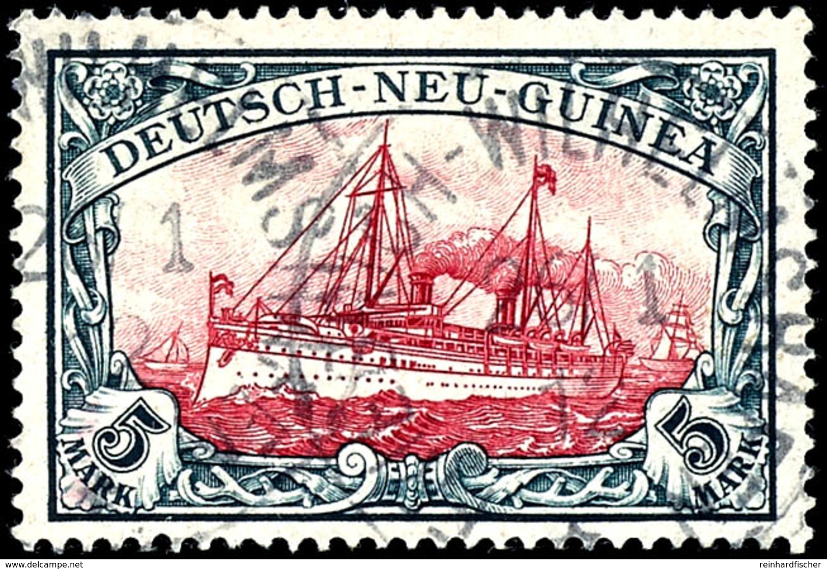 5 M. Kaiseryacht, Zentrisch Gestempelt "FRIEDRICH-WILHELMSHAFEN 26 1 12", Tadellose Erhaltung, Kabinett, Gepr. Dietrich, - German New Guinea