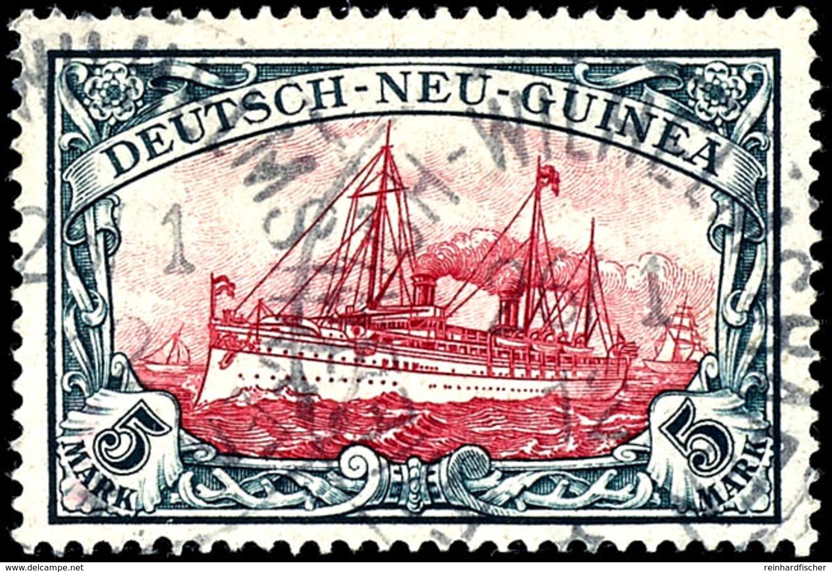 5 M. Kaiseryacht, Zentrisch Gestempelt "FRIEDRICH-WILHELMSHAFEN 26 1 12", Tadellose Erhaltung, Kabinett, Gepr. Dietrich, - Deutsch-Neuguinea