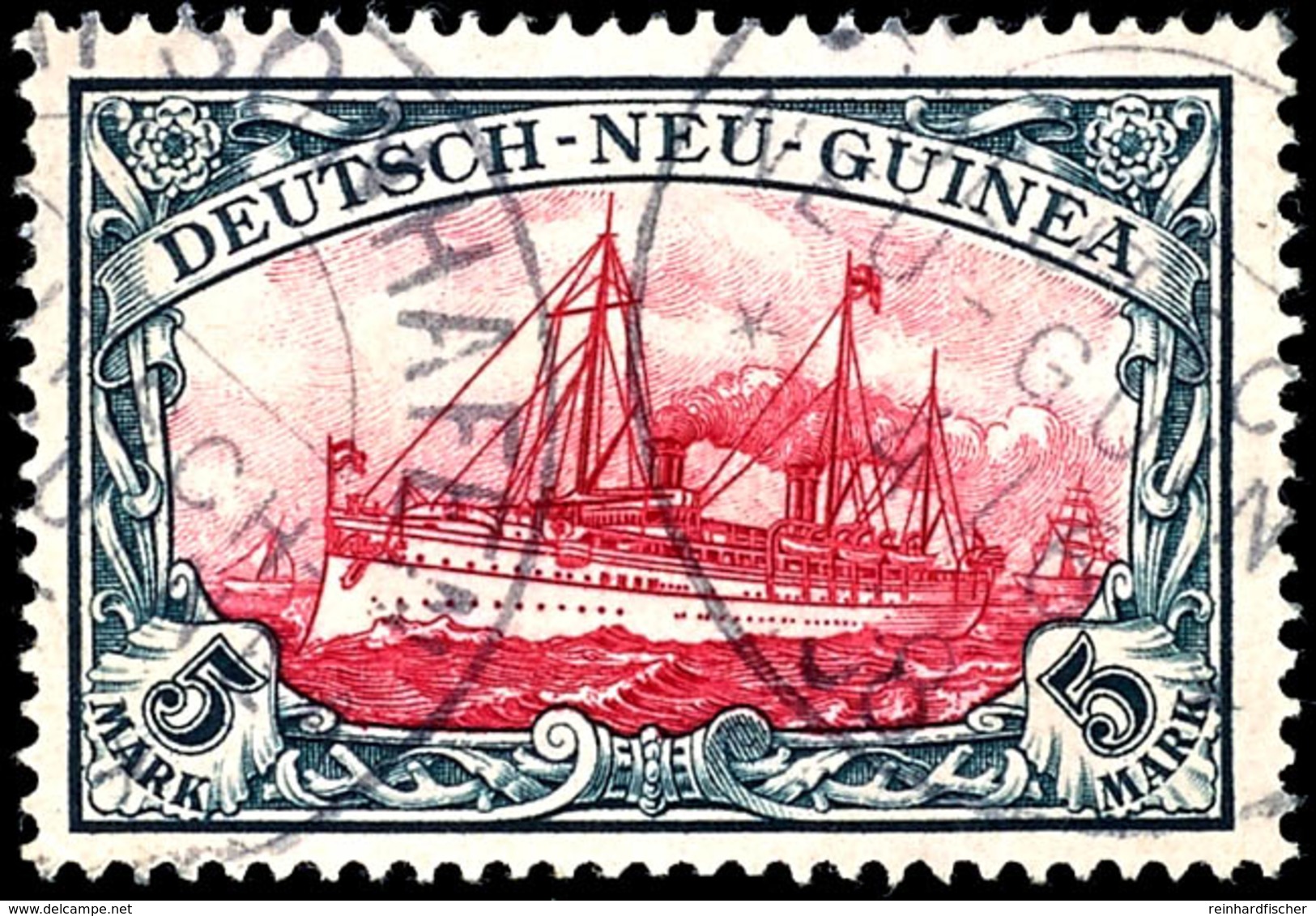 5 Mark Kaiseryacht, Tadellos, Gestempelt "SIMPSONHAFEN", Geprüft Bothe BPP, Michel 600,-, Katalog: 19 O - Nouvelle-Guinée