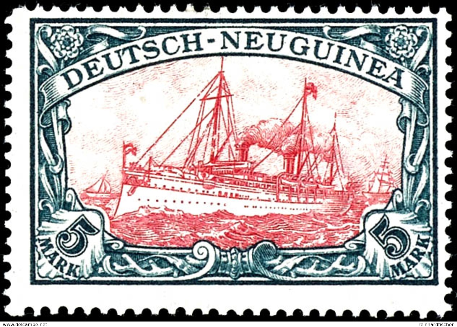 5 Mark Kaiseryacht In Der Sehr Seltenen Variante Mittelstück Type III, Mit Falzspur, Sehr Sauber, Kaum Einmal Angeboten, - Nouvelle-Guinée