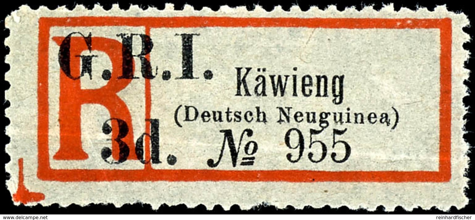 3 D. Auf R-Zettel "Käwieng" (Antiqua)  No. 955, Ungebraucht O.G., Ausgabetypische Erhaltung, äußerst Selten, Gepr. Bothe - Nuova Guinea Tedesca