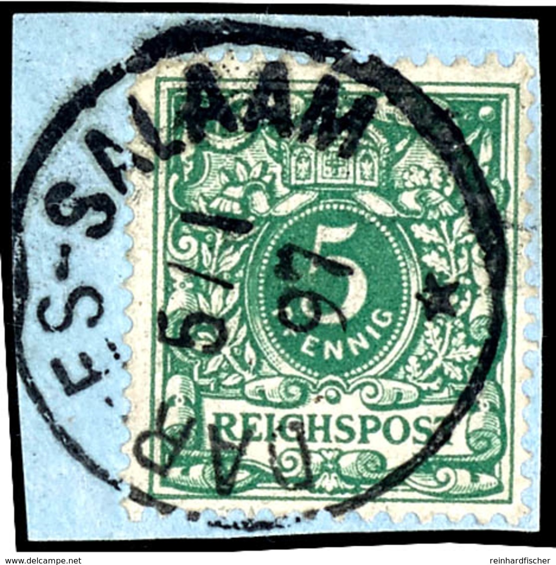 5 Pfg. Grün, Gestempelt "DAR-ES SALAM 5/1 97" Auf Briefstück., Katalog: M46c BS - German East Africa