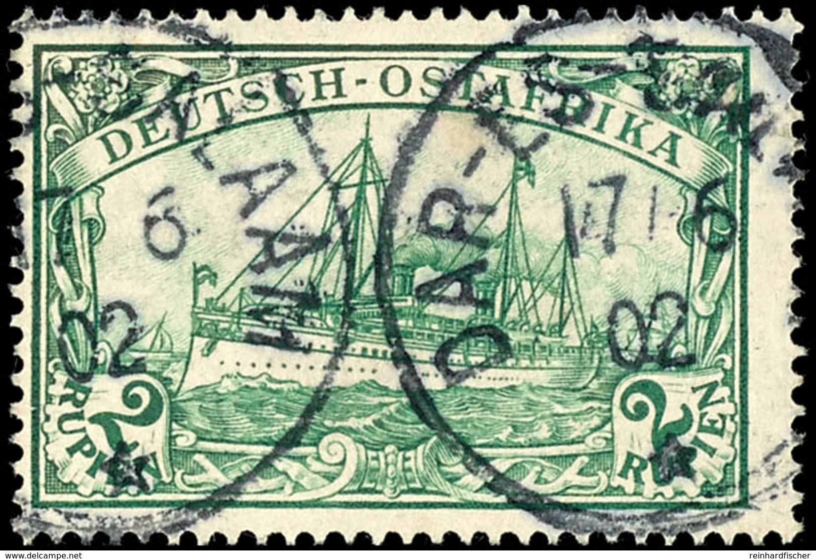 2 R. Kaiseryacht Ohne Wz., Zentrisch Gestempelt "DAR-ES-SALAAM 17/6 02", Tadellose Erhaltung, Kabinett, Gepr. Schmidt, M - German East Africa