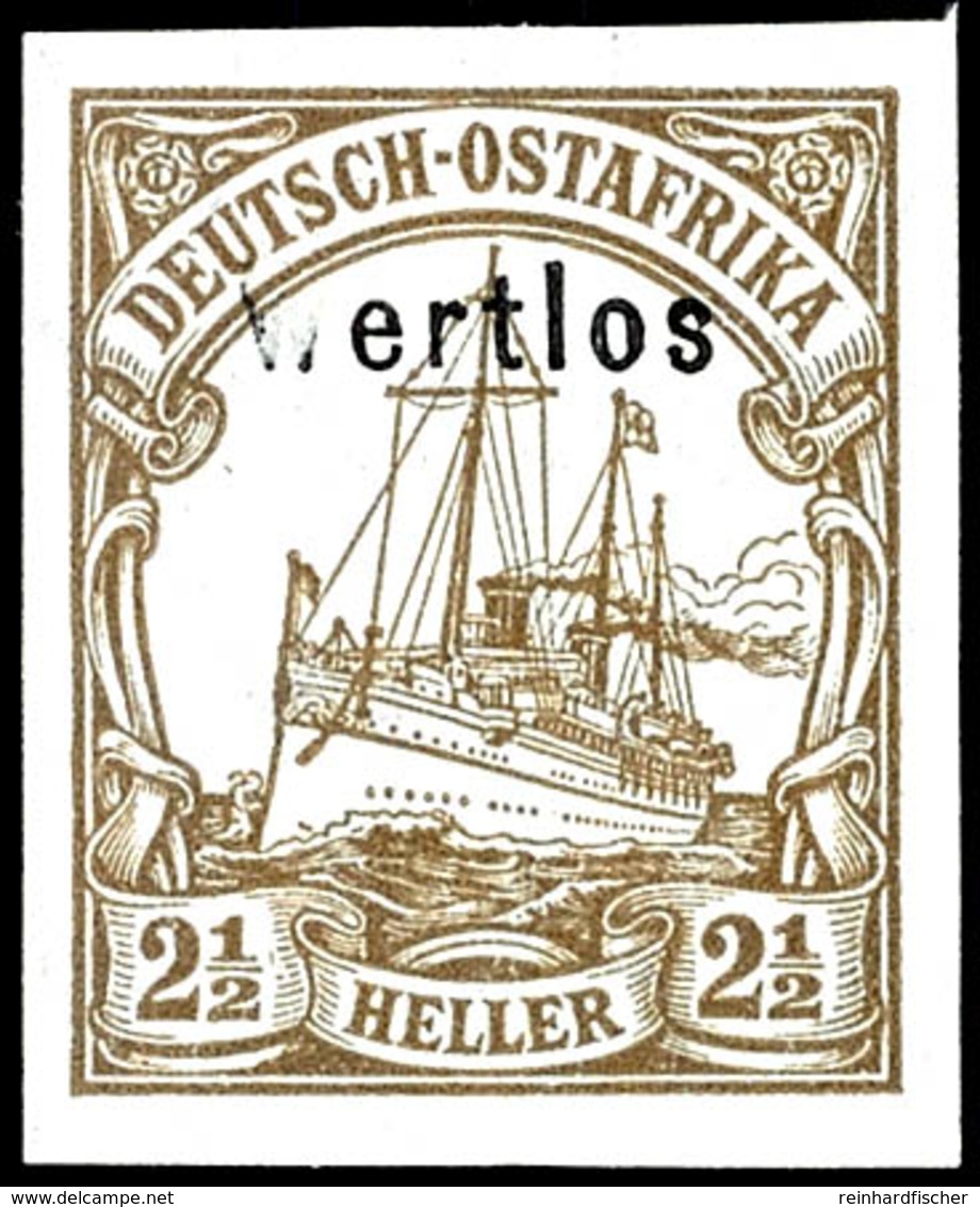 2 1/2 Heller Kaiseryacht Mit Wasserzeichen Ungezähnt, Luxus Postfrisch Und Unsigniert. Attest Steuer VÖB "qualitativ Ein - German East Africa