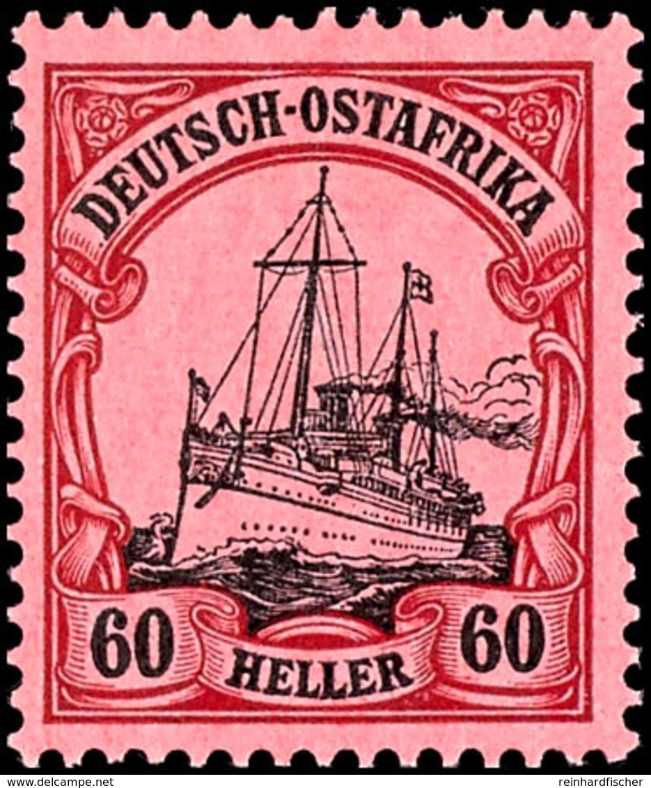 60 Heller Kaiseryacht, Tadellos Postfrisch, Geprüft Steuer BPP, Michel 90,-, Katalog: 37 ** - Deutsch-Ostafrika