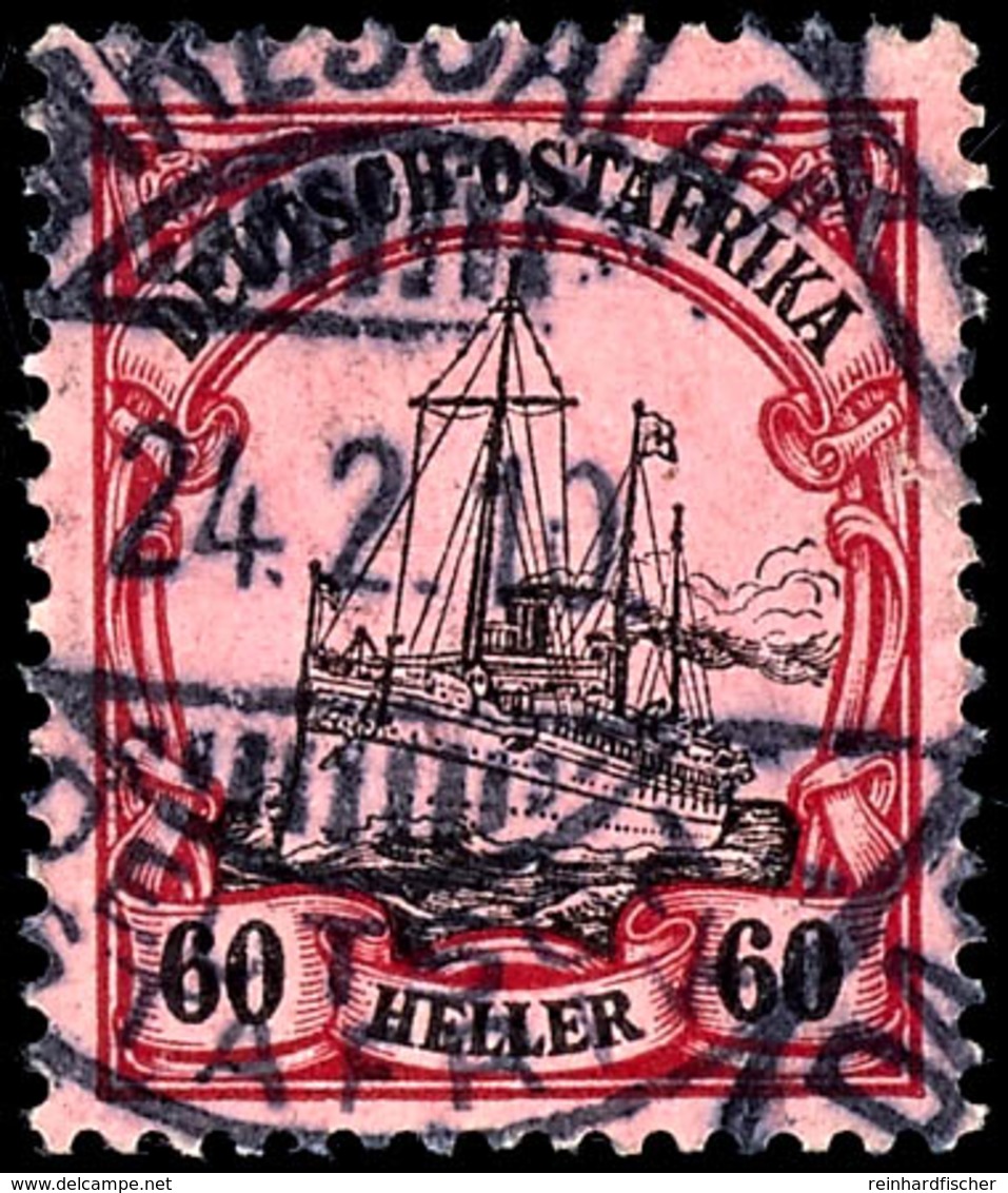 60 Heller Karmin/schwarz Auf Rosarot, Sauber Gestempelte, Tadellose Marke, Michel 240,-, Katalog: 37 O - Deutsch-Ostafrika