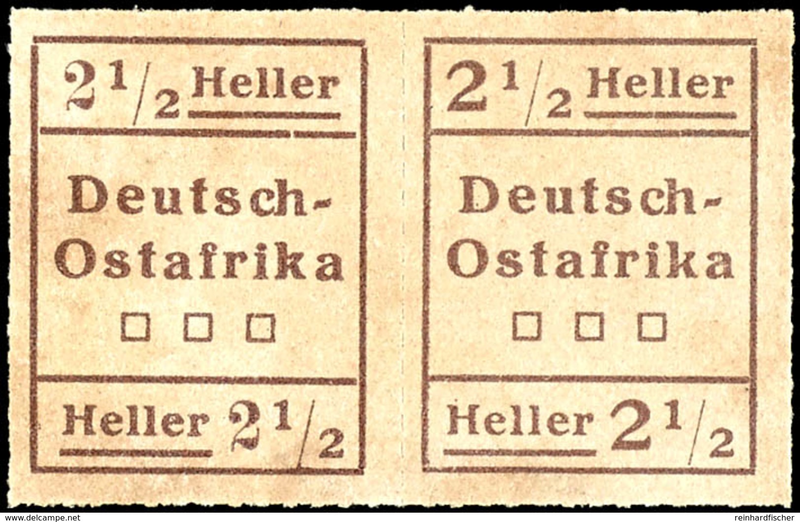 Wuga-Ausgabe, Waagerechtes Typenpaar 2 1/2 Heller, Type II Und Type I, Ohne Gummi, Wie Verausgabt, Tadellos, Michel 350, - Deutsch-Ostafrika