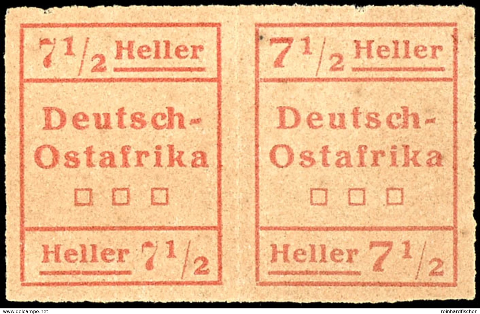 7 1/2 H. WUGA, Waagerechtes Typenpaar, Type II + I, Ungebraucht Ohne Gummi, Mi. 250.-, Katalog: IVW2 (*) - Deutsch-Ostafrika