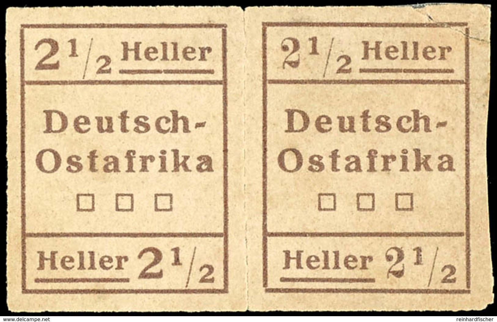 2 1/2 H. Wuga-Ausgabe Typenpaar, Ungebraucht O.G. Wie Verausgabt, Rechte Marke Rechte Obere Ecke Abgetrennt Und Mit Falz - German East Africa