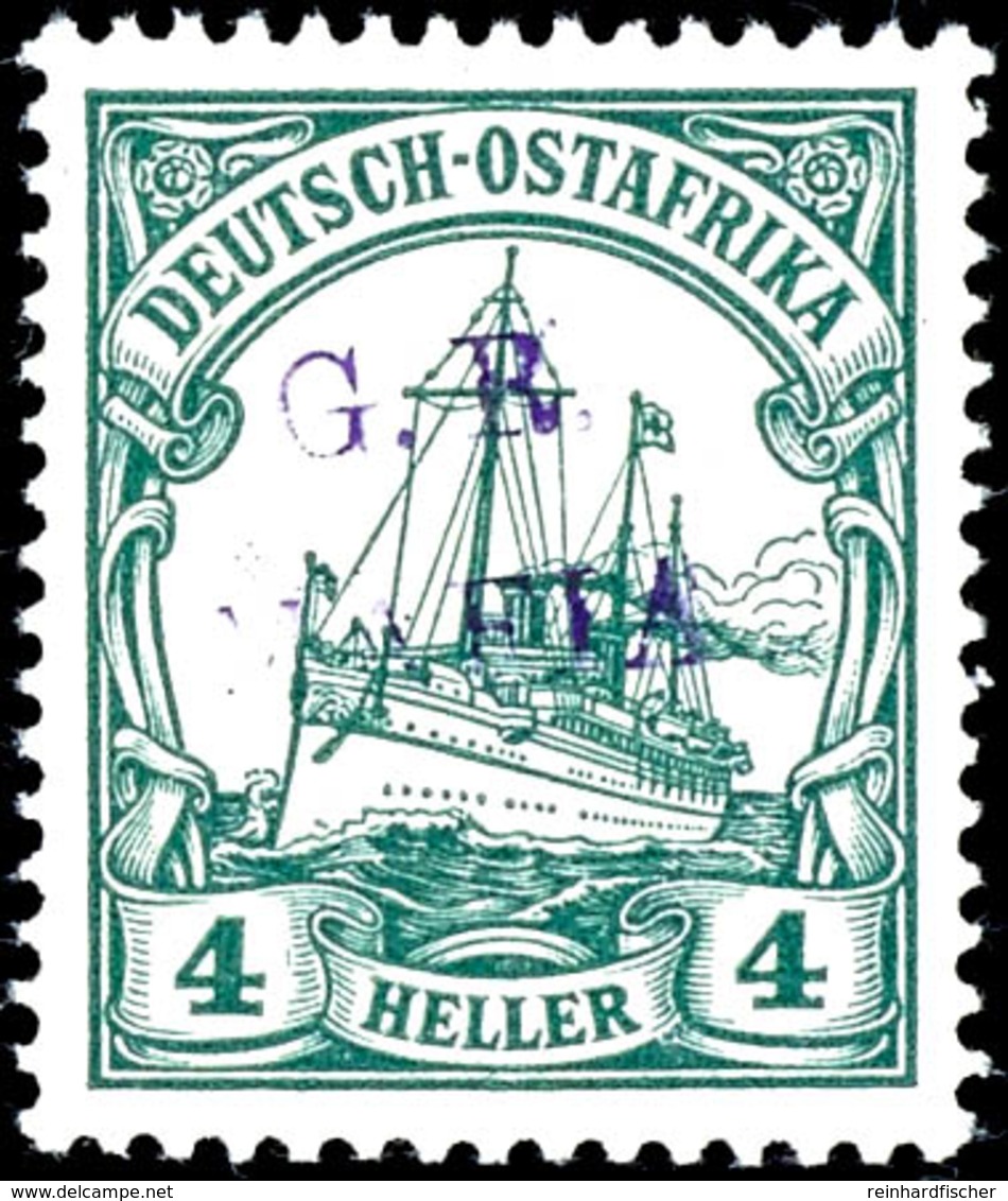 5 Pfennig Kaiseryacht Mit Violettem Aufdruck " G.R. MAFIA ", Tadellos Postfrisch, Geprüft Hoffmann-Giesecke, Mi. 1000,-, - German East Africa