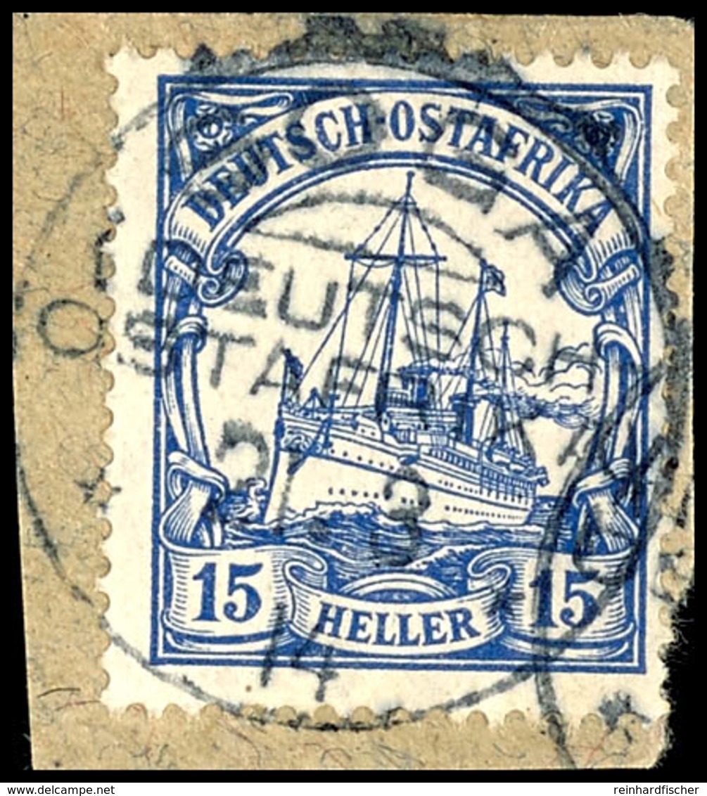 SOGA 2. 3. 14, Klar Auf Briefstück Mit 15 Heller Kaiseryacht, Katalog: 33 BS - German East Africa