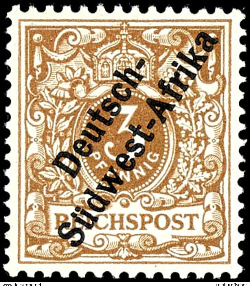 3 Pfg. Hellockerbraun, Postfrisch, Geprüft Jäschke-L. BPP, Mi. 200.-, Katalog: 1b ** - Deutsch-Südwestafrika