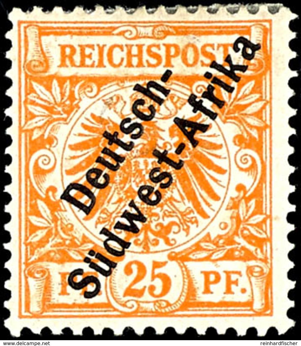 25 Pfg. Gelblichorange Mit Plattenfehler "I In Reichspost Oben Gespalten", Ungebraucht, Tadellos, Fotoattest Jäschke-L.  - Africa Tedesca Del Sud-Ovest