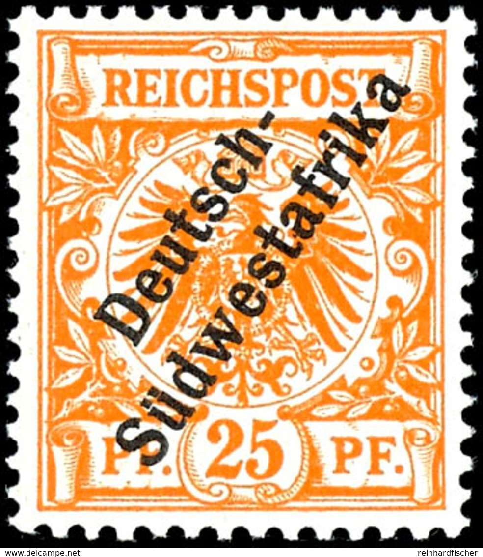25 Pfg. Gelblichorange, Postfrisch, Kabinett, Fotoattest Jäschke-L. BPP, Mi. 1.200.-, Zuschlag 168. Auktion = 800,-, Kat - Deutsch-Südwestafrika